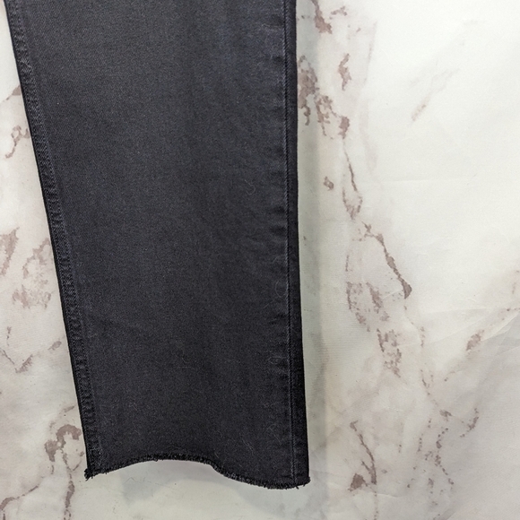 Everlane Jean Black The Way High Curvy Coal Straight Fray Raw Hem Denim - Picture 6 of 14